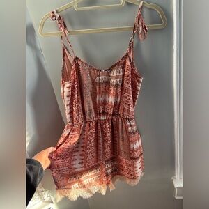 BCBG Bohemian Print Spaghetti Strap Romper